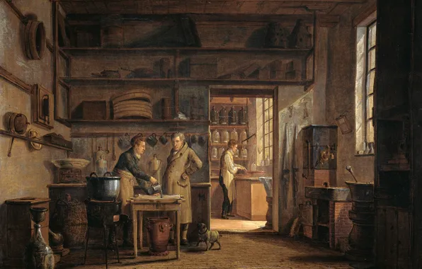 Масло, картина, Johannes Jelgerhuis, Интерьер Аптеки