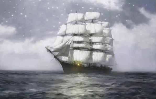 Море, океан, Корабль, Судно, sea, ocean, Парус, Ship
