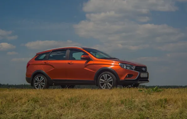 Небо, природа, автомобиль, lada vesta sw cross
