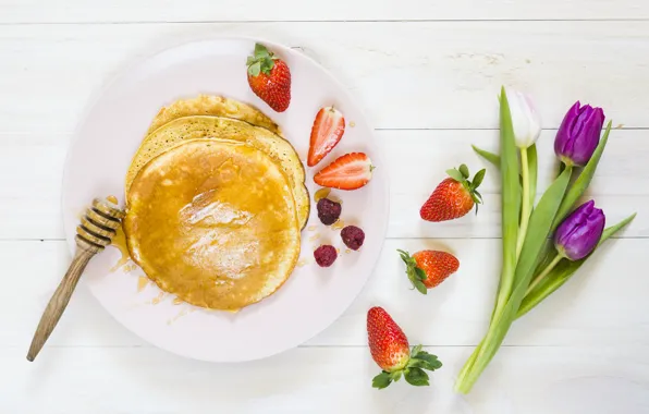 Ягоды, еда, завтрак, coffe, breakfast, pancakes