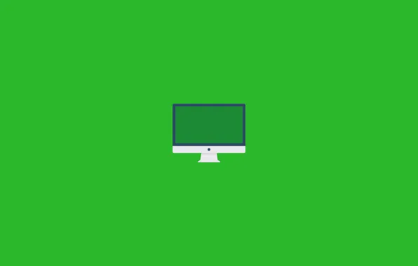 Компьютер, фон, green, цвет, мак, apple, минимализм, логотип