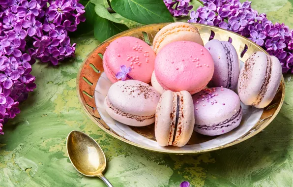 Цветы, flowers, сирень, macaroons, macaron, lilac, макаруны