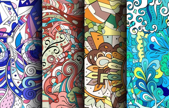 Белый, зеленый, узор, colorful, геометрия, коричневый, patterns, seamless