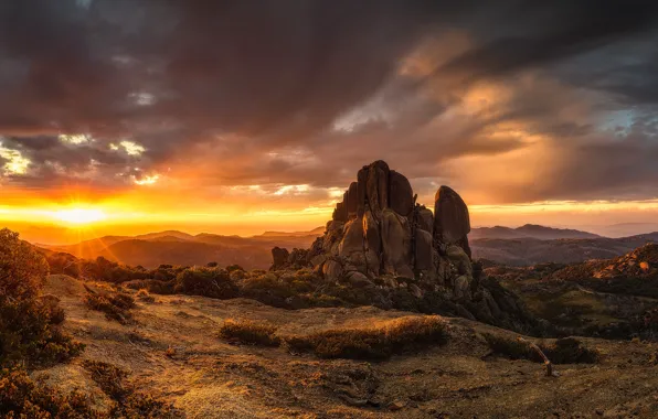 Картинка закат, гора, Австралия, Australia, Victoria, Mount Buffalo