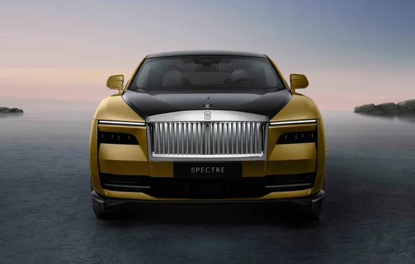 Берег, Rolls-Royce, горизонт, вид спереди, люкс, боке, электромобиль, 2023