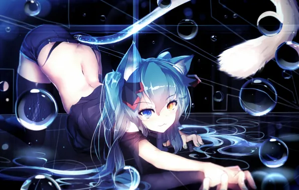 Girl, sexy, shorts, blouse, thighhighs, long hair, anime, beautiful