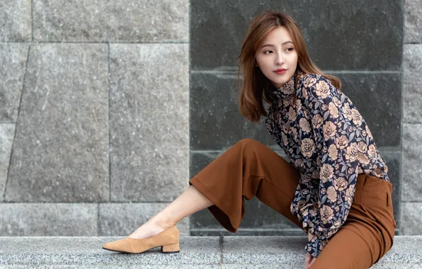 Девушка, поза, азиатка