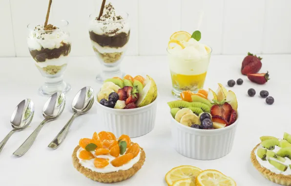 Ягоды, лимон, еда, шоколад, фрукты, крем, десерт, dessert