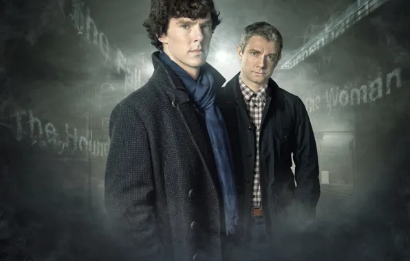 Туман, дым, двое, Шерлок Холмс, Sherlock, Sherlock BBC, Sherlock Holmes, Джон Ватсон