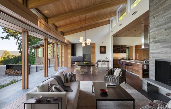 Вилла, интерьер, гостиная, столовая, жилое пространство, Berkshire Residence
