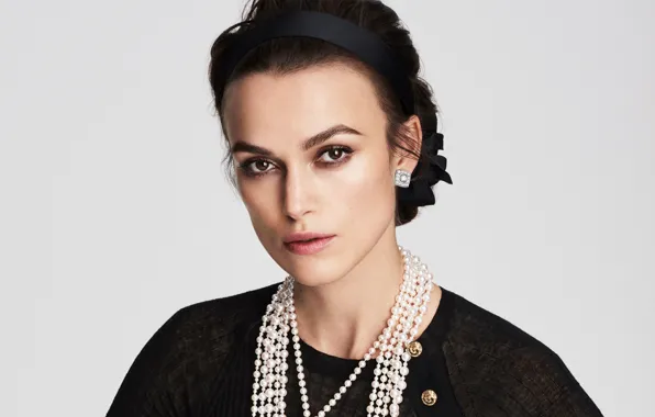 Взгляд, девушка, лицо, портрет, актриса, бусы, Кира Найтли, Keira Knightley