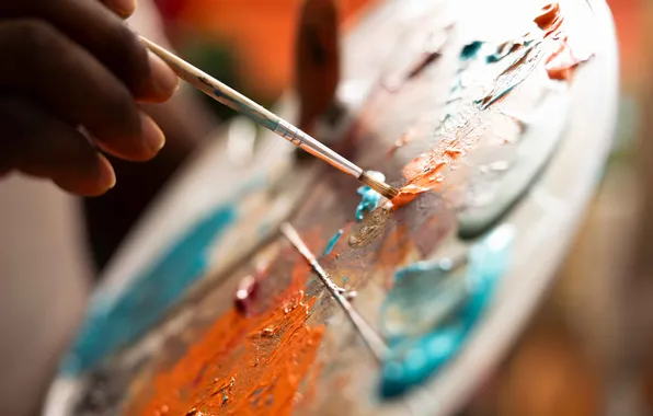 With, paintbrush, american, artist, african, his, acrylic, dye
