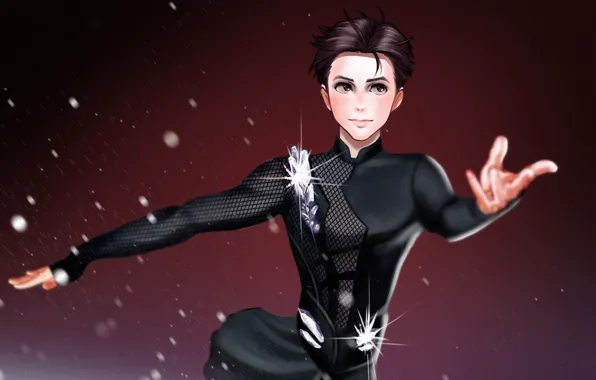 Аниме, Снег, арт, парень, Yuri on Ice, Юрий на льду, Юри Катсуки