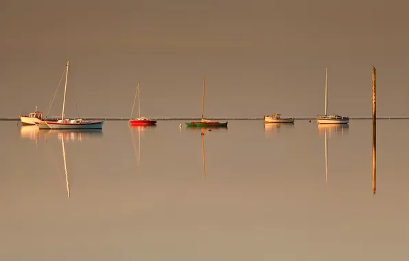 Картинка небо, лодка, утро, яхта, гавань