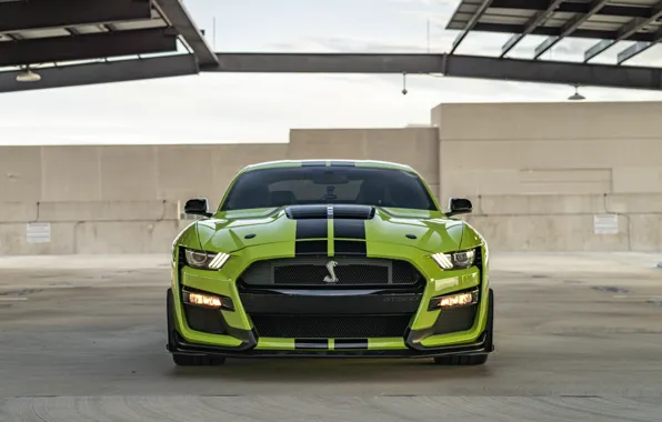 Картинка Mustang, Ford, GT500, Green, Front, Face, Roof