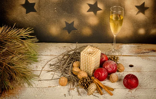 Картинка украшения, Новый Год, бокалы, Рождество, шампанское