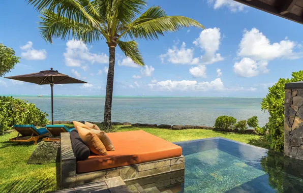 Pool, ocean, view, villa