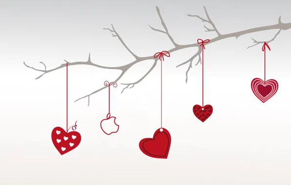 Картинка сердце, apple, ветка, love, день святого валентина, Valentine\'s Day