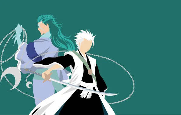 Меч, цепи, двое, Bleach, Блич, Тоширо Хитсугая, занпакто, ледяной дракон