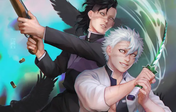 Парни, zetsuai89, by zetsuai89, Клинок Рассекающий Демонов, Demon Slayer Kimetsu No Yaiba, genya, shinazugawa sanemi