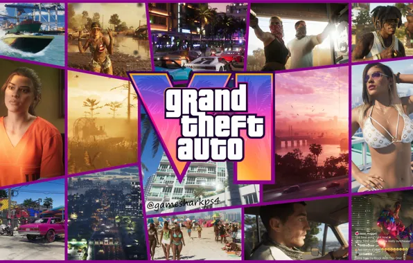 Картинка игра, Логотип, Grand Theft Auto, GTA VI, GTA6, гта 6