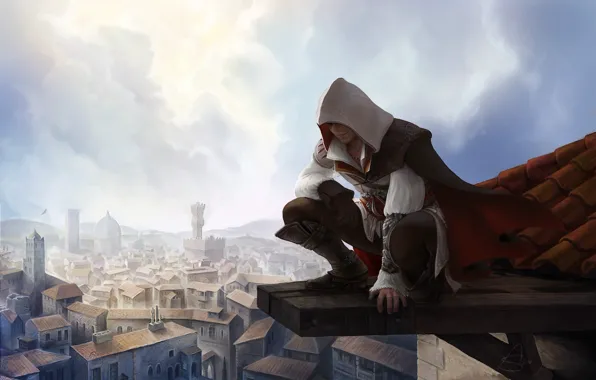 Крыша, город, высота, Ezio, Assassin's Creed