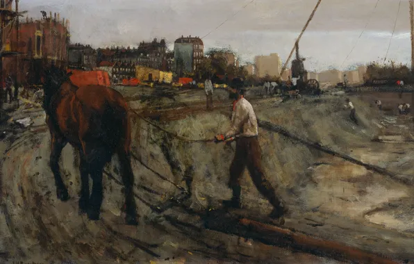 Масло, картина, холст, 1923, Георг Хендрик Брейтнер, George Hendrik Breitner, Строительная площадка