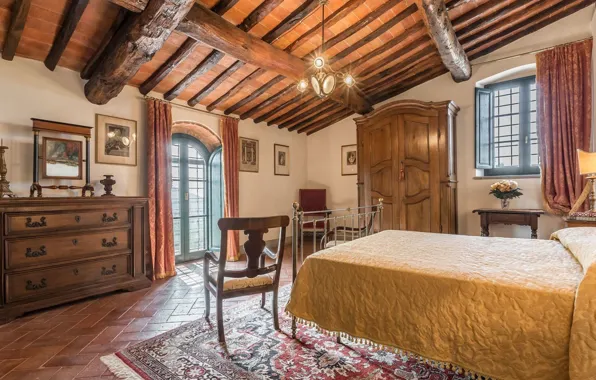 Дизайн, стиль, интерьер, Италия, спальня, Tuscany, 18th century, Villa Dell Angelo