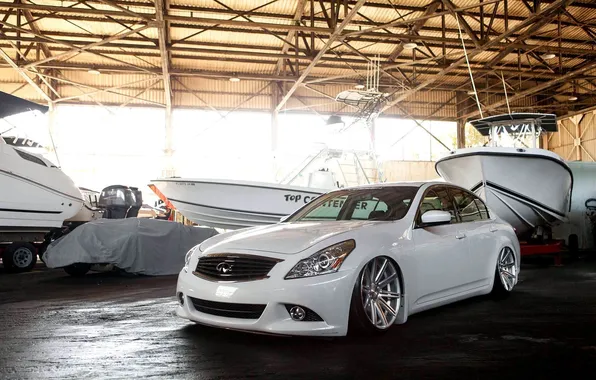 Картинка Машина, Тюнинг, Лодки, Infiniti, Инфинити, White, Tuning, G37