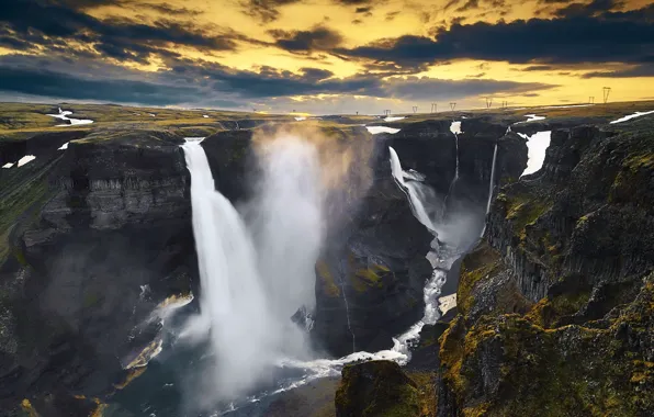 Картинка река, водопад, Haifoss islande
