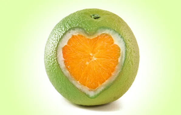 Рендеринг, сердце, апельсин, heart, fruit, orange