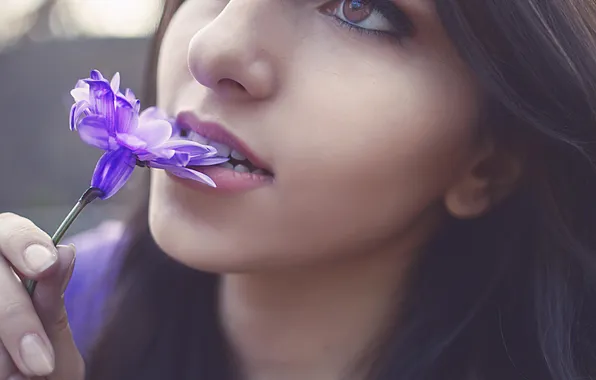 Картинка цветок, взгляд, девушка, губы, photographer, личико, Андрей Крымовский