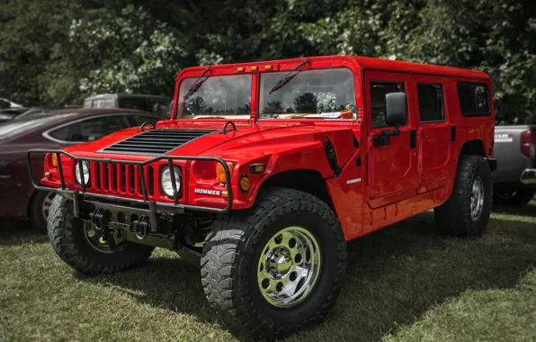 Красный, внедорожник, Hummer