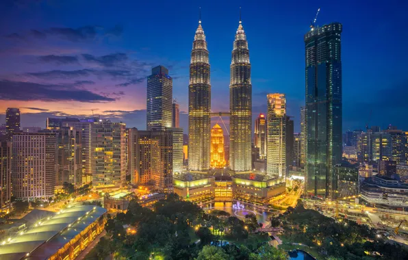 Картинка башня, небоскреб, дома, панорама, Малайзия, Куала-Лумпур