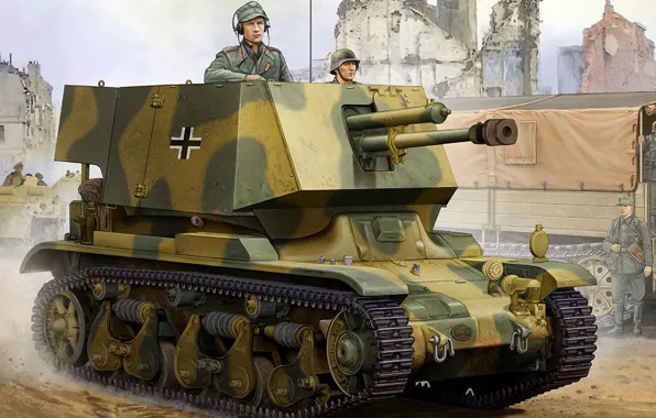 Картинка рисунок, арт, САУ, Panzerjäger 35R, 7 cm PaK(t) auf Panzerkampfwagen 35R(f)