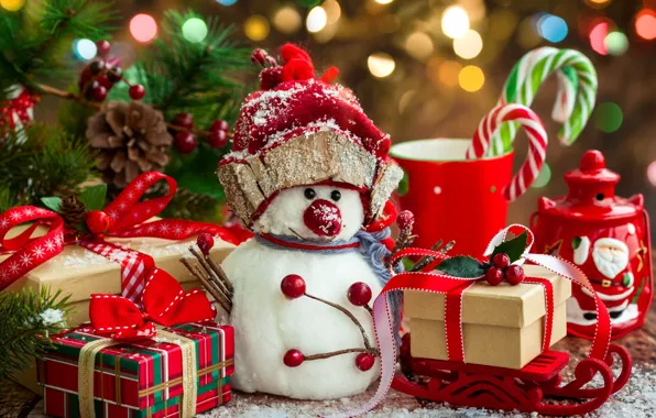 Украшения, елка, Новый Год, Рождество, подарки, снеговик, Christmas, Merry Christmas