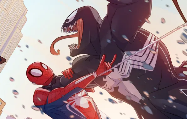 Картинка Venom, Peter Parker, Spider Man, Fight, Eddie Brock