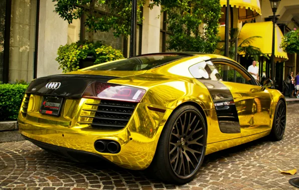 Audi, золотая Ауди, Audi R8 Gold