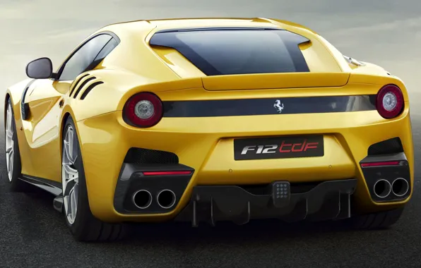 Картинка Феррари, Фон, Ferrari, Жёлтый, Задок, F12TDF