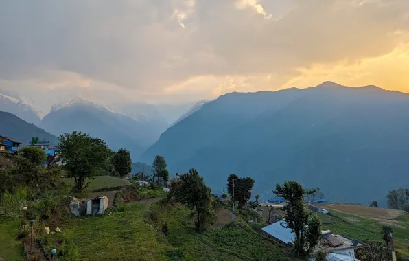Горы, Непал, Nepal, pixel 7 pro пример фото, Деревня в горах, Заснеженные вершины