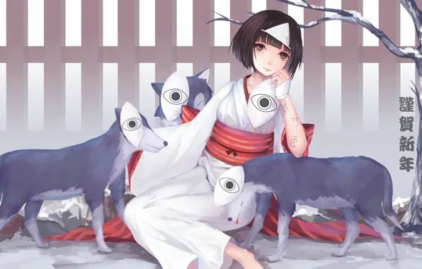 Девушка, духи, маски, anime, art, nora, noragami