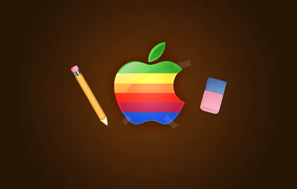 Apple, логотип, карандаш