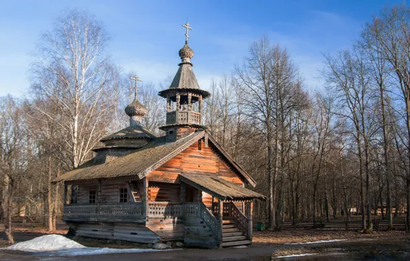 Пейзаж, природа, весна, церковь, Великий Новгород