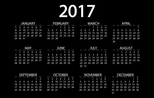 Картинка фон, черный, графика, новый год, вектор, цифры, черный фон, календарь
