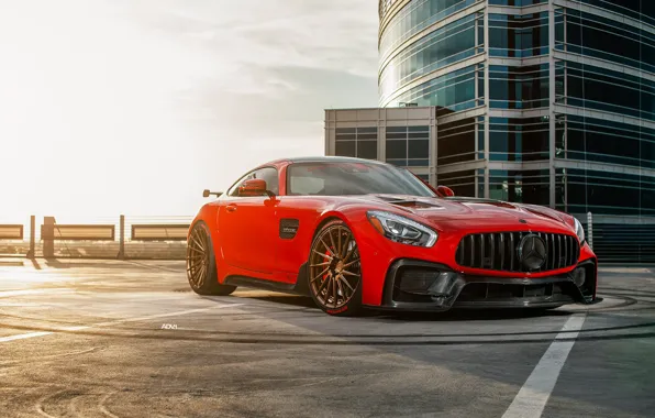Mercedes, AMG, Sunset, Evening, GTS, RED