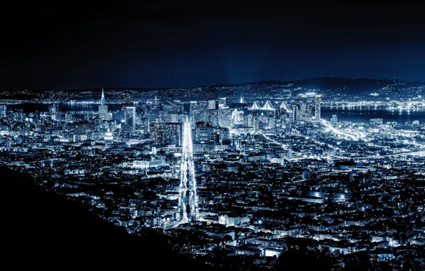 Картинка city, lights, night, San Francisco, blue night