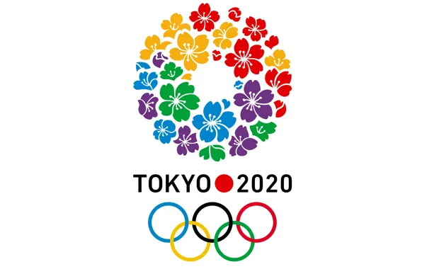 Colorful, sport, logo, minimalism, olympic games, white background, simple background, Tokyo 2020