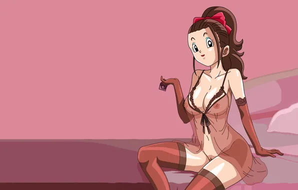 Girl, sexy, cleavage, babydoll, thighhighs, erect nipples, long hair, dress