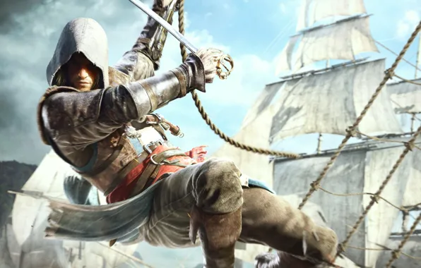 Картинка корабли, пират, Edward Kenway, Assassin's Creed IV Black Flag