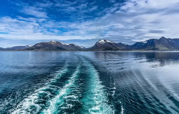 Море, горы, Норвегия, Norway, Lofoten, Norvège